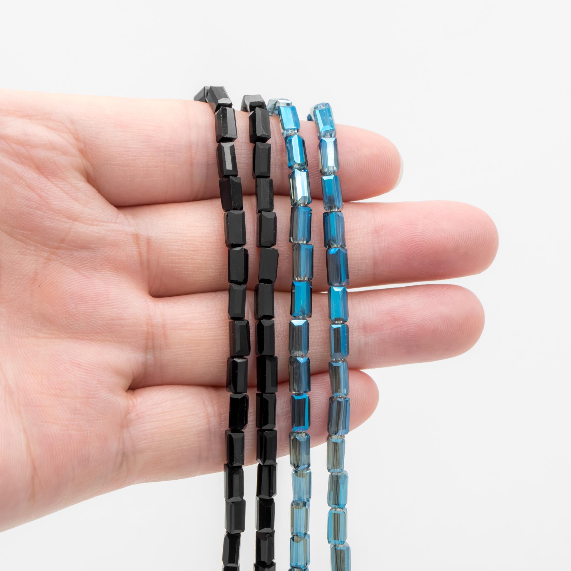 Square Tube/ Long Cube Crystal Glass Faceted Stick Beads 6mm (TS-63)/ 17" strand